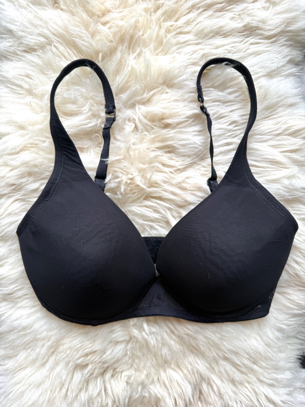 Natori Black T-Shirt Bra with mesh side panels - 32DD